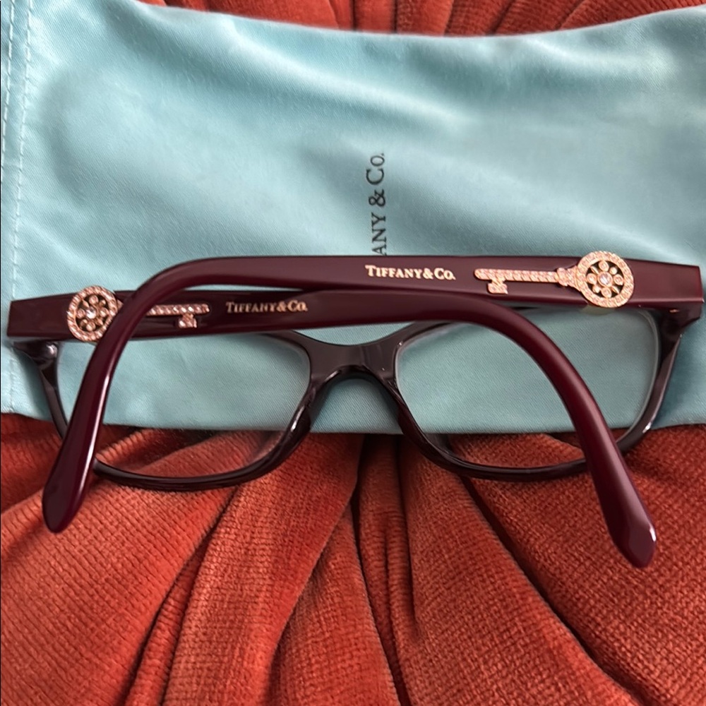 NEW Tiffany & Co. Red Cat-Eye Glasses with Gold Accents